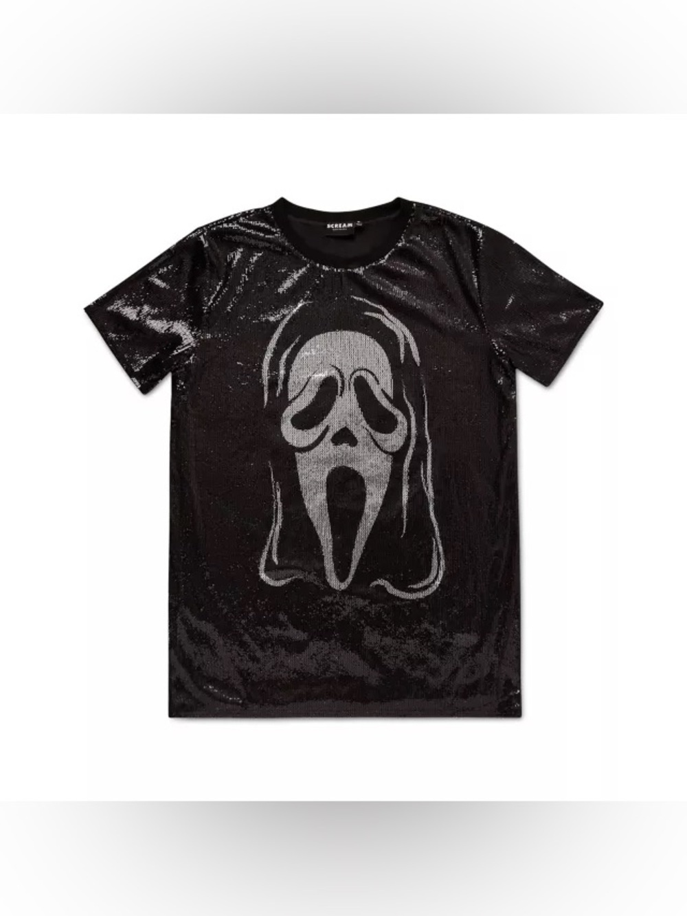 Ghost Face Scream Sequin T-Shirt Dress - Size Large NWT